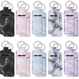 20 Pieces Clip-on Chapstick Sleeve Pouch Lipstick Holder Keychain Elastic Lip Balm Holster Marble Neoprene Chapstick Holder with Metal Ring for Travel Accessories