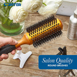 Small Round Blow Dry Brush - Boar Bristle, Thermal Ceramic Barrel, Professional Anti-Static Roller Hair Brush for Styling and Blow Drying - 12 Row, For Short to Medium Hair - By Cantor