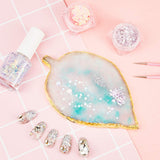 3 Pieces Nail Art Palettes Nail Mixing Palette Polish Color Mixing Plate Golden Edge Resin Nail Holder Nail Art Display Cosmetic Mixing Tools (Leaf Shape)