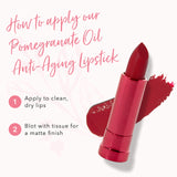 100% PURE Pomegranate Oil Anti-Aging Lipstick (Fruit Pigmented), Poppy, Long Lasting, Satin Finish, Vibrant Color, Moisturizing Cocoa Butter (Bright Blood Red) - 0.15 oz