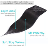 S-noilite Jet Black Clip in Hair Extensions Real Human Hair 8 Pieces 18 Clips 105g Full Head Clip on Human Hair Extension Thick Straight For Women (20inch, 1)