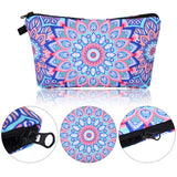 8 Pieces Cosmetic Bag Makeup Bag Waterproof Travel Toiletry Pouch Bag with Mandala Flowers Design, 8 Styles (Round Mandala Flowers)