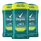 Degree Men Antiperspirant & Deodorant, Extreme Blast, Twin Pack, 2.7oz (Pack of 3)