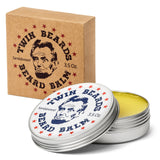 Twin Beards Beard Care Set for Men | 100% Boar Bristle Beard Brush & Metal Tin | Sandalwood Beard Balm | Conditions & Strengthens Softer & Thicker Beard | Cocoa Butter, Bees Wax & Jojoba Oil | 3.5 oz
