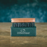 Boar Bristle Pocket Beard Brush by Zilberhaar - Firm Bristle Small Brush - Perfect Grooming Tool for Any Beard or Moustache - Works For Any Beard - Made In Germany