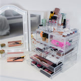Sorbus Acrylic Cosmetics Makeup and Jewelry Storage Case X-Large Display Sets -Interlocking Scoop Drawers to Create Your Own Specially Designed Makeup Counter -Stackable and Interchangeable (Clear)