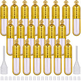 20 Pieces Empty Plastic Lip Gloss Tube with Lid, Refillable Lip Balm Bottle Reusable Lip Balm Container and 20 Pieces Rubber Inserts, 4 Pieces Transfer Pipettes for Lipstick Cosmetics (Gold)
