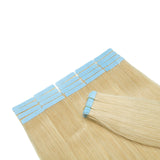 18 Inch Tape in Hair Extensions Remy Human Hair 30g 20pcs #613 Bleach Blonde Straight Hair Seamless Skin Weft Glue in Human Hairpieces with Double Sided Tape