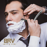 BRV MEN Straight Razor - 100 Lord Platinum Single Edge Razor Blades - Straight Edge Razor - All Stainless Steel - Shavette - Barber Razor - Mens Shaving Knife - Straight Razor Kit - For Men - Silver