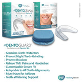 Mouth Guard - Teeth Grinding, Dentist-Approved Teeth Protectors, Offers Relief From Bruxism, TMJ & Teeth Clenching. Promotes Jaw Joint Relaxation, Custom Fit BPA-Free – 4 Pack