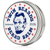 Twin Beards Beard Care Set for Men | 100% Boar Bristle Beard Brush & Metal Tin | Sandalwood Beard Balm | Conditions & Strengthens Softer & Thicker Beard | Cocoa Butter, Bees Wax & Jojoba Oil | 3.5 oz
