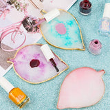 3 Pieces Nail Art Palettes Nail Mixing Palette Polish Color Mixing Plate Golden Edge Resin Nail Holder Nail Art Display Cosmetic Mixing Tools (Leaf Shape)