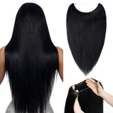 S-noilite Hidden Crown Human Hair Extensions 16inch 60g One Piece Secret Miracle Wire In Hairpieces Silky Soft Full Head Invisible String Remy Hair For Women #1 Jet Black