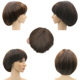 Afro Girls Cosplay Mushroom Wig Short Haircut With Bangs Bob Wig For Black Women (Brown)