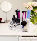 ARTISTIC HOME Makeup Organizer Tray, Holder For Skin Care, Brushes, Lotion, Nail & Cosmetic Products Great For Desk, Countertop, Vanity, Bathroom & Dressers Clear Acrylic Storage Caddy
