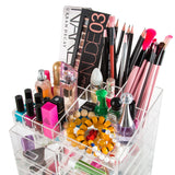 Cq acrylic Extra Large 8 Tier Clear Acrylic Cosmetic Makeup Storage Cube Organizer with 10 Drawers. The Top of The Different Size of The Compartment Suitable for Storing Lipstick and Makeup Brush