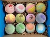 Holiday Bath Bombs Gift Set- 12 Colorful Bath Bombs, Handmade Fresh in USA