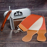 Pro Natural Wooden Handle 420 Steel Straight Razor+2 Layers Leather Canvas Strap