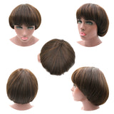 Afro Girls Cosplay Mushroom Wig Short Haircut With Bangs Bob Wig For Black Women (Brown)