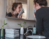 Living Centered Wellness Organic Bamboo + Charcoal Microfiber Face Cloth, Six Pack | Reusable + Super Soft Makeup Towels | Gentle Sensitive Skin + Baby Washcloths | Luxury Makeup Remover Cloths