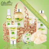 Spa Gift Basket with Refreshing Green Tea Fragrance, Best Mother's Day Gift, Birthday, Anniversary Gifts For Women, Girls, Set Includes Bubble Bath, Shower Gel, Body Scrub, Body Spray, Fizzers & More.