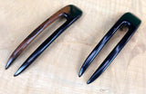 JWL (2) Ebony Two Prong Curved 4.5 Inch Hair Stick Pick Pic Pin Fork - Hawaiian Style