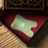 Gua Sha Facial Massage Tool, Gua Sha Massage Tool, Genuine Jade Gua Sha Board with Printed Chinese Character Blessing, for Spa Treatment,Facial Massage and Back Massage