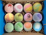 Holiday Bath Bombs Gift Set- 12 Colorful Bath Bombs, Handmade Fresh in USA