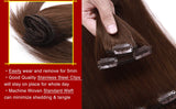 S-noilite 20inch Clip in Extensions Human Hair 8 Pieces 105g Full Head Clip in Natural Human Hair Extension Medium Brown Grade 7A Thick Straight Clip on Real Remy Hair Ombre #4