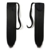 Onedor 24" Straight Wrap Around Ponytail Extension for Women. Premium Synthetic Fiber 120g-130g (1B# Off Black)