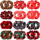 24 Pieces Christmas Hair Scrunchies Holiday Santa Claus Elastic Hair Bands Velvet Hair Tie Scrunchy Ponytail Holders Headwear Christmas Hair Accessories for Women Girls