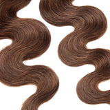 20 PCS Rooted Tape In Hair Extensions Human Hair Invisible Seamless Skin Weft Body Wave Highlight Double Side Tape Remy Human Hair Extensions Balayage Wavy For Women (20'',50g/20pcs,#4 Medium Brown)