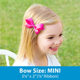 Wee Ones Girls' Mini Bow 3 Pack Set Solid Grosgrain Variety Pack on a WeeStay Clip
