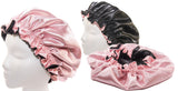 (PINK & BLACK) (X-Large, PINK) 24 Inch Reversible Luxuries Pure Satin Hair Bonnet -Safe For All Hair Types - Most Beneficial hair wrap for sleeping cap Many colors/size Available