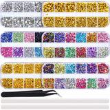 Bememo 13000 Pieces Nail Art Rhinestones Kit Nail Rhinestones Nail Studs Half Pearl Horse Eye Rhinestones in 6 Boxes with Pick Up Tweezers and 2 Pieces Rhinestones Picking Pen for Nail Art Craft DIY