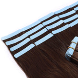 16 18 20 22 Inch Tape in Human Hair Extensions 100% Remy Straight Human Hair Professional Seamless Tape Skin Weft Extensions 40pcs 80g/pack Medium Brown (20'',#4)+ 20pcs Free Tapes