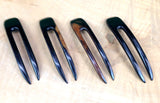 JWL (2) Ebony Two Prong Curved 4.5 Inch Hair Stick Pick Pic Pin Fork - Hawaiian Style