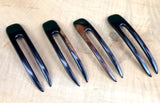 JWL (2) Ebony Two Prong Curved 4.5 Inch Hair Stick Pick Pic Pin Fork - Hawaiian Style