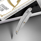 BRV MEN Straight Razor - 100 Lord Platinum Single Edge Razor Blades - Straight Edge Razor - All Stainless Steel - Shavette - Barber Razor - Mens Shaving Knife - Straight Razor Kit - For Men - Silver