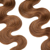 20 PCS Rooted Tape In Hair Extensions Human Hair Invisible Seamless Skin Weft Body Wave Highlight Double Side Tape Remy Human Hair Extensions Balayage Wavy For Women (16'',50g/20pcs,#6 Light Brown)