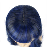 HOT WAVE Long Blue Wig Body Wave Wig Synthetic Non Lace Machine Made For Black Women 26 Inch T-Blue Long Wet and Wavy Wigs Heat Resistant Glueless Natural Wave Wig (26”，T/blue)