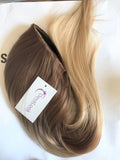 24" Thick Long Straight Wavy Clip in on Ombre Half Head Wig No Front Parting (24" Straight-Light brown to sandy blonde)