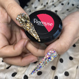 Viomuse Nail Crystal AB Rhinestones Kit for Nail Art Craft with 1 Polygel, 1 Dual-End Pen, 1 Tweezers and 1 Nail Glue Gel (Pattern5)