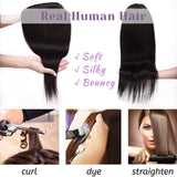S-noilite 24inch 3/4 Full Head Clip in Extension Human Hair Invisible Thicken Straight Clip on Human Hair Extension One Piece 5 Clips 100% Remy Human Hair #1B Natural Black