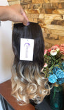 17" 20" 22" 25" Synthetic One Piece Straight Wavy Curly Clip in Ombre Hair Extensions (17Inches Wavy, Dark brown+Sandy blonde)