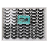 PLEELL 30 Pairs False Eyelashes 6 Styles Mixed Fluffy Lashes 13-19MM Long 3D Volume Dramatic Mink Fake Lashes Pack