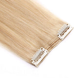 S-noilite Clip in Hair Extensions Human Hair Double Weft Full Head for Women Real Remy Human Hair Clip on Extensions Soft Smooth 22inch 160g 8pcs Clips per Package #24 Natural Blonde