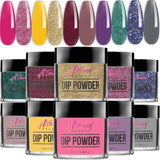 Dip Powder Nail Kit - 10 Dip Powder Colors Refill with Glitter Nail Dip Powder