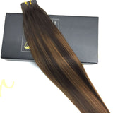 Sunny Brown Ombre Tape in Hair Extensions 16inch #2 Darkest Brown Ombre Brown Highlights Tape in Hair Extensions Remy Straight Tape Human Hair 20pc 50g