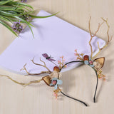 Christmas Reindeer Antlers Headband, Hair Band Decor with Deer Horn Ears and Butterflies, Christmas Hair Accessories for Kids and Adults
